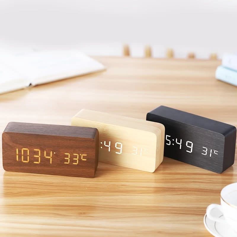 WoodLume Réveil LED Digital et Stylé au Design en Bois Naturel