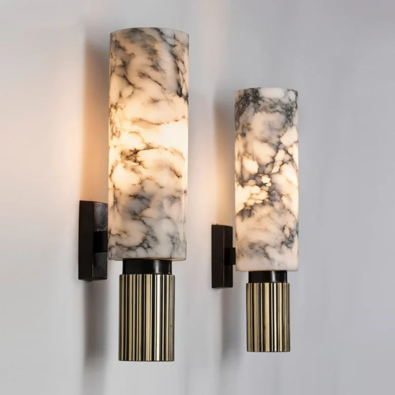 Lampada da Parete in Marmo e Rame Astra per Camere da Letto e Corridoi