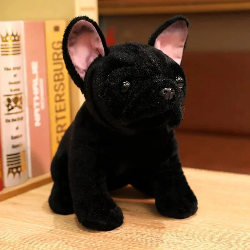 Bulldog Buddy Realistic Plush Toy 28 Cm in Black and Gray