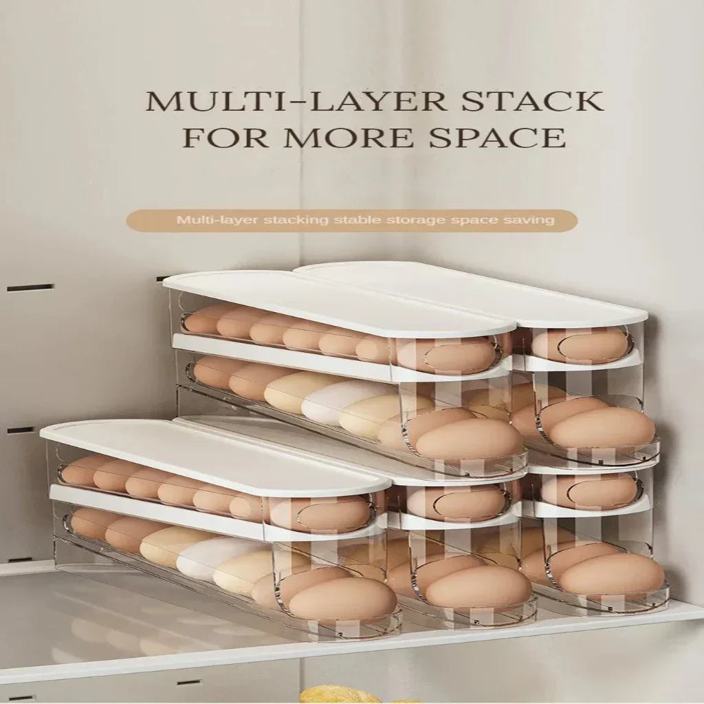 EggFlow Two-Tier Automatic Rolling Egg Organizer for Refrigerators