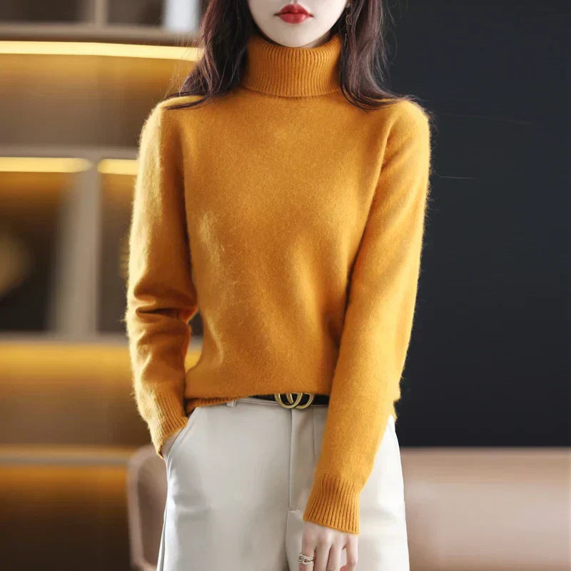 Emma 100 Percent Pure Cashmere Sweater With High Neck For Autumn And Winter