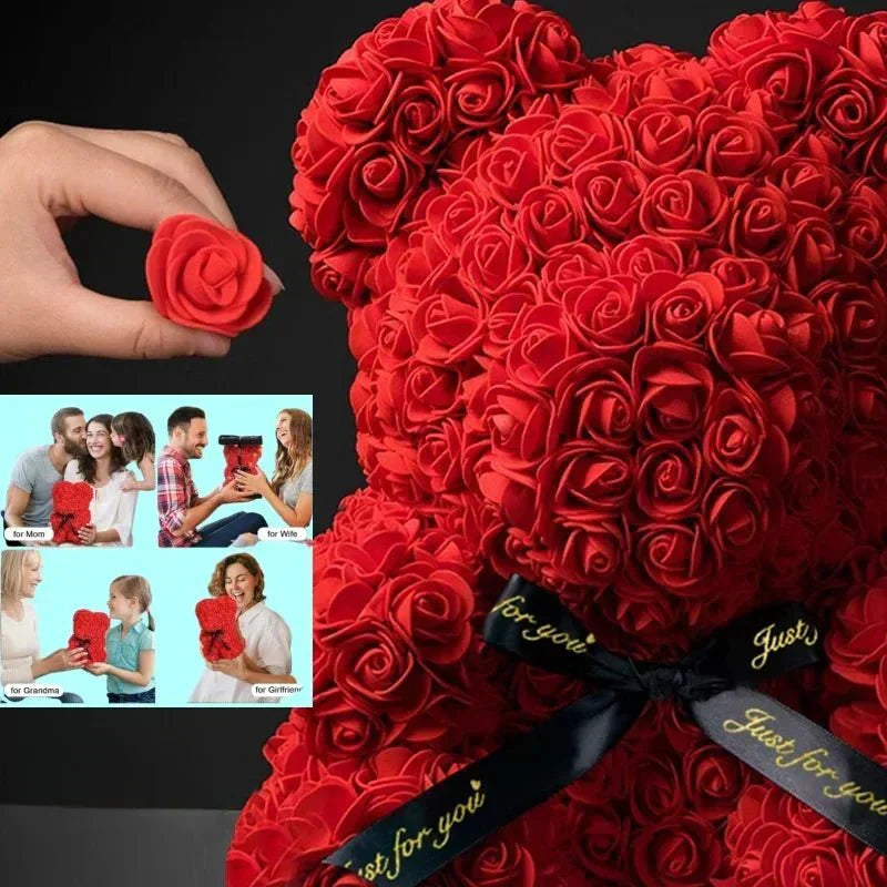 Eternal Rose Bear Handmade Rose Teddy With Preserved Blooms