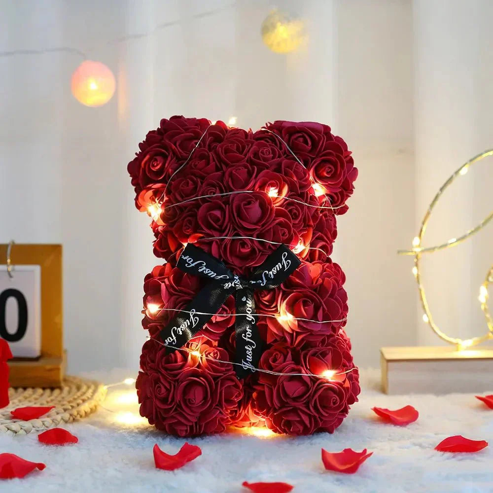 Amara Romantic Eternal Rose Teddy Bear Gift Set for Special Occasions