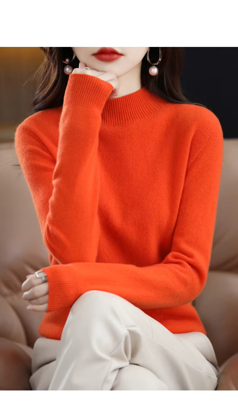 Aurora Kvinders 100% Ren Uld Cashmere Sweater til Efterår og Vinter | Fervei
