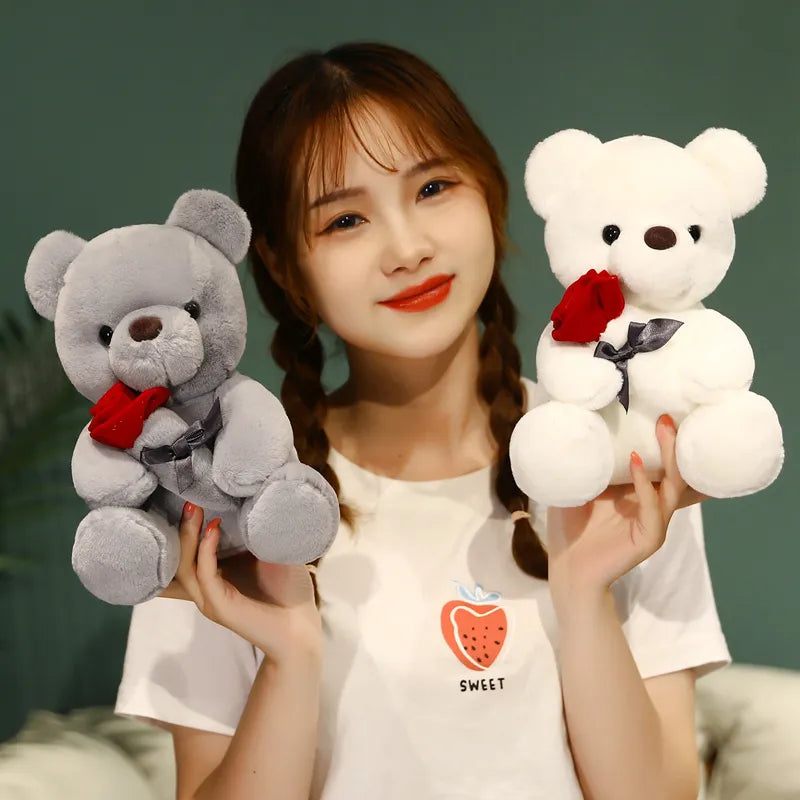 Teddy Rose Plush Bear With Rose Romantic Valentine's Day Gift
