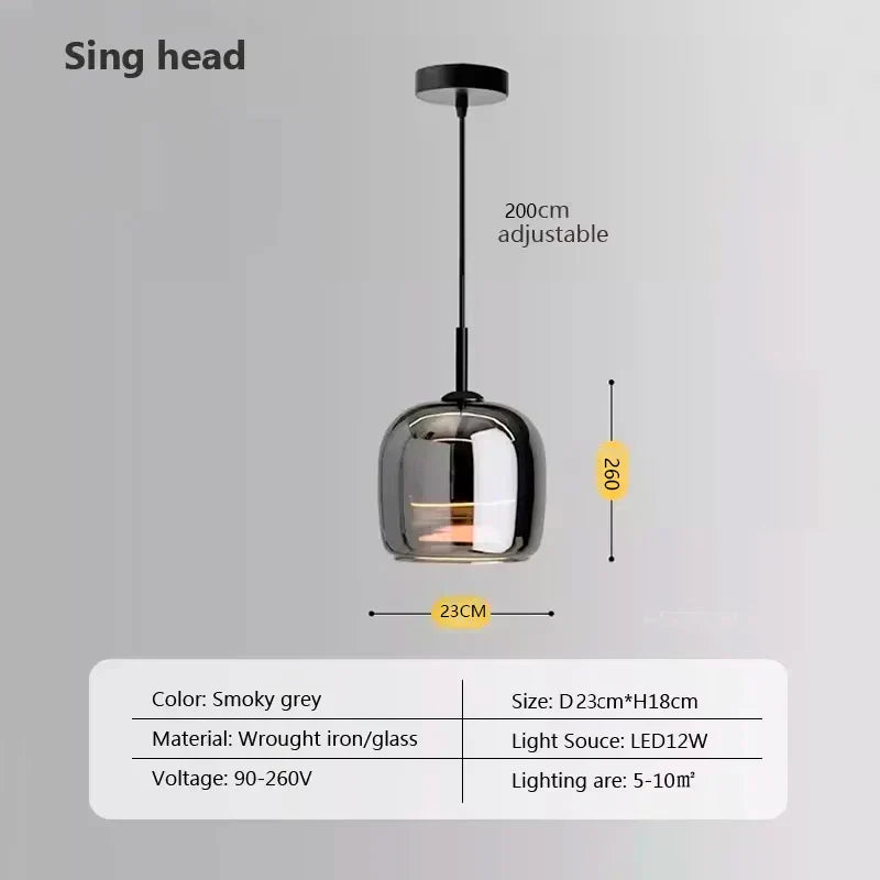 Nova Glass LED Pendant Light Modern Chandelier Fixture