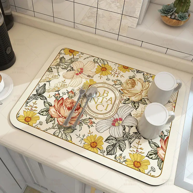 Absorberande halkfri mikrofibermatta för köket, tvättbar torkmatta