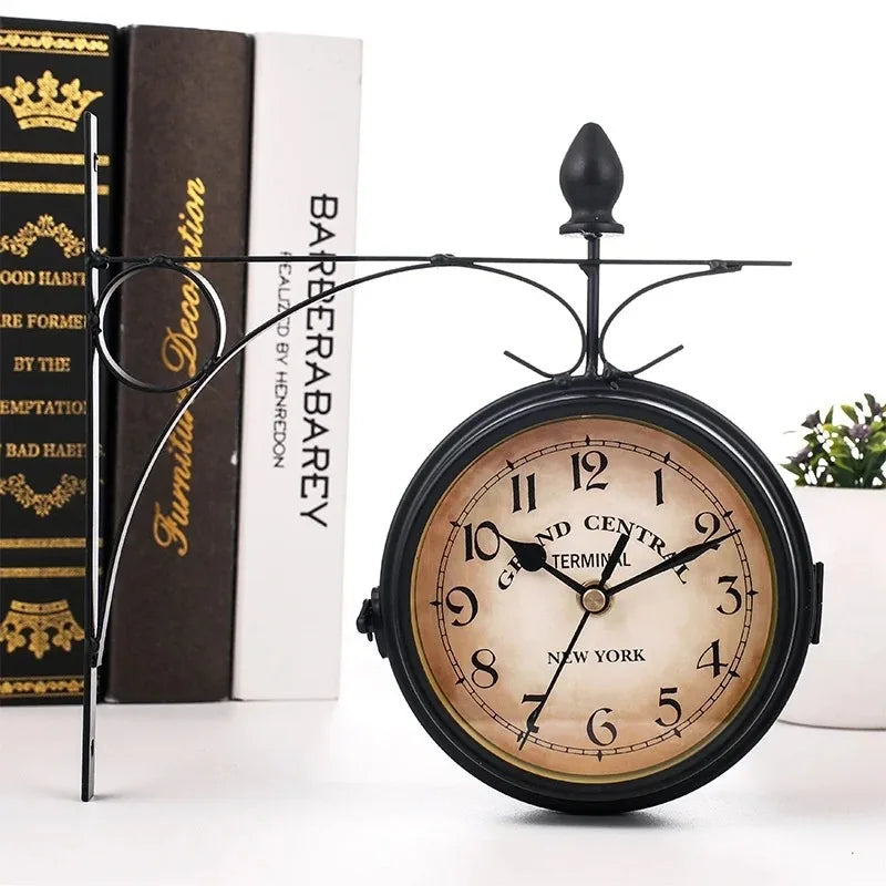 RetroTime Vintage Dual Sided Wall Clock Classic Timepiece For Your Wall