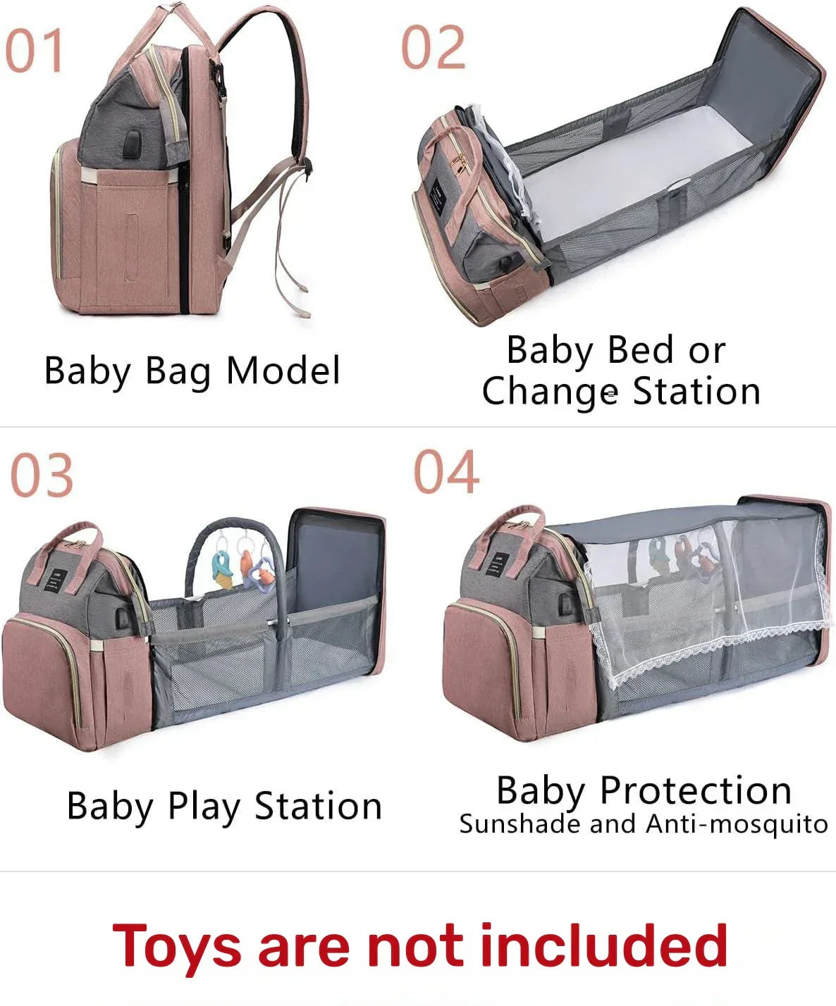 Baby Backpack With Foldable Bed For Travel And Diaper Storage