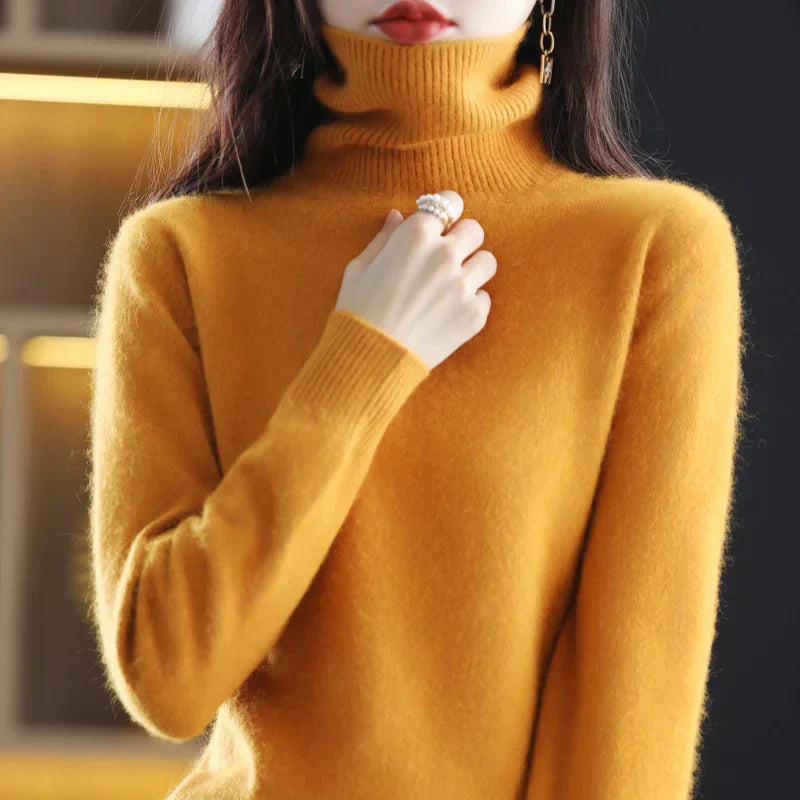 Emma 100 Percent Pure Cashmere Sweater With High Neck For Autumn And Winter