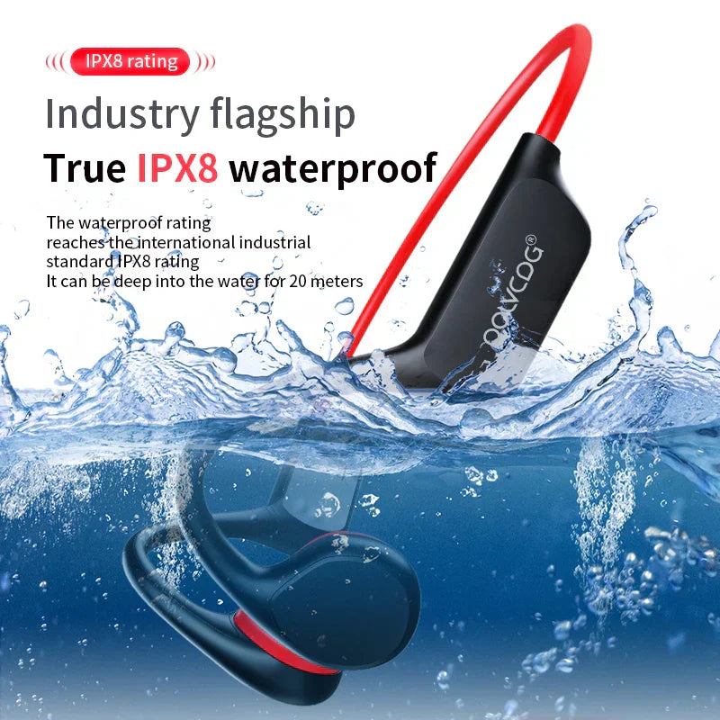 Knochenleitungs-Headset – Wasserdichte kabellose Bluetooth-Kopfhörer zum Schwimmen und für den Sport | Fervei