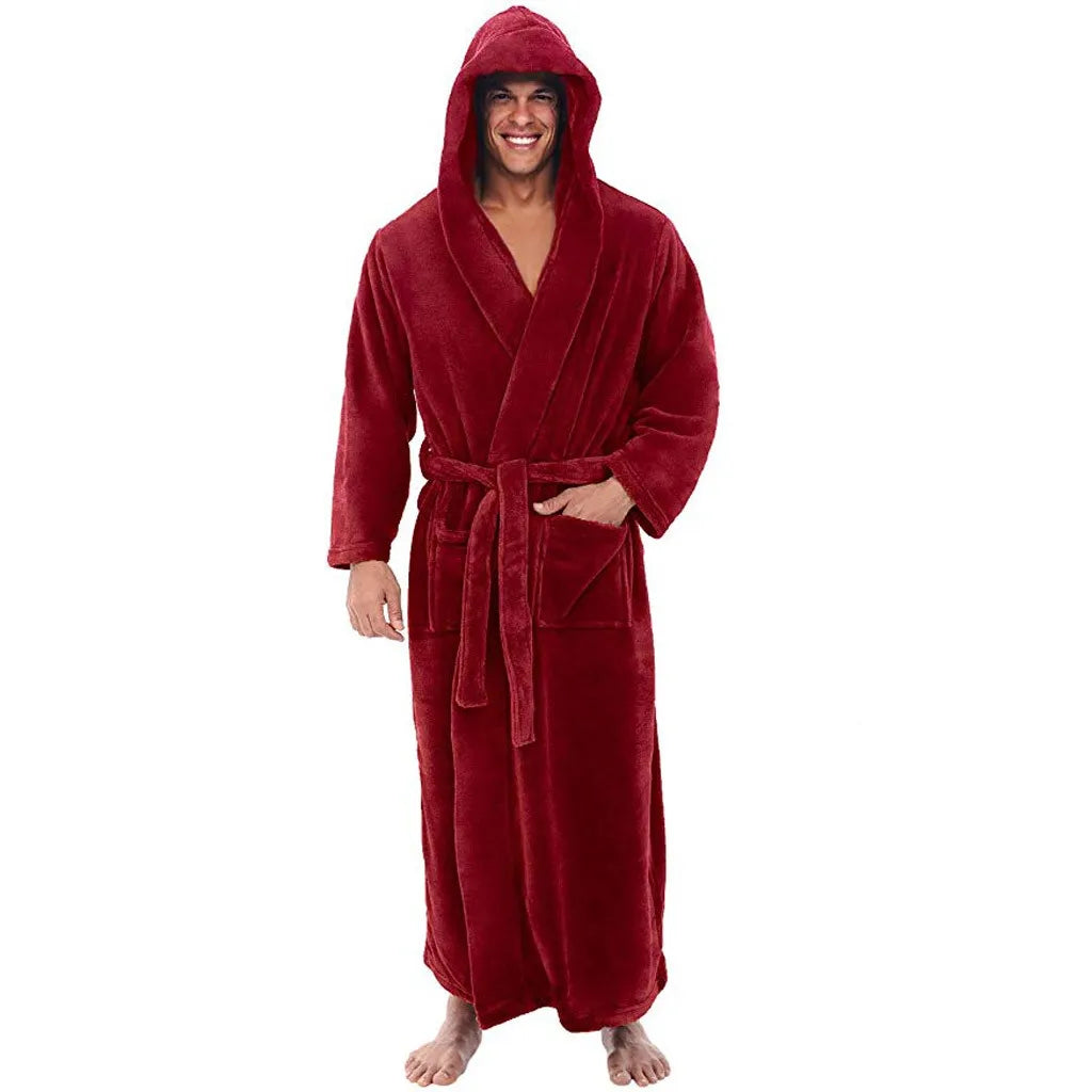 HoodedChill Men's Cozy Bathrobe For Home Comfort In Winter