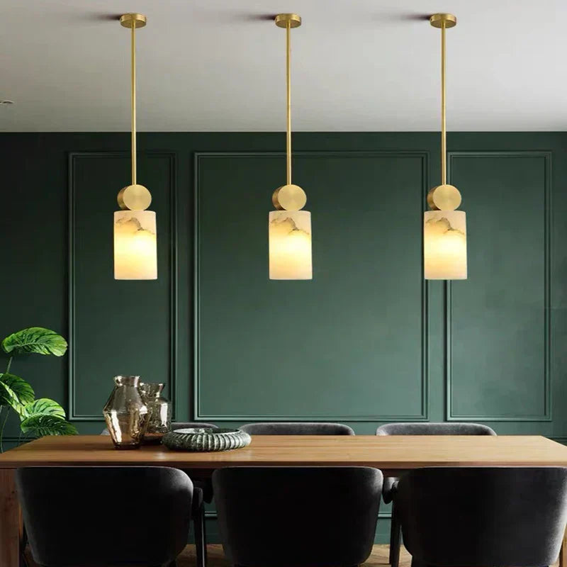 AuroraStone Kolekcja marmurowych, miedzianych lamp wiszących LED