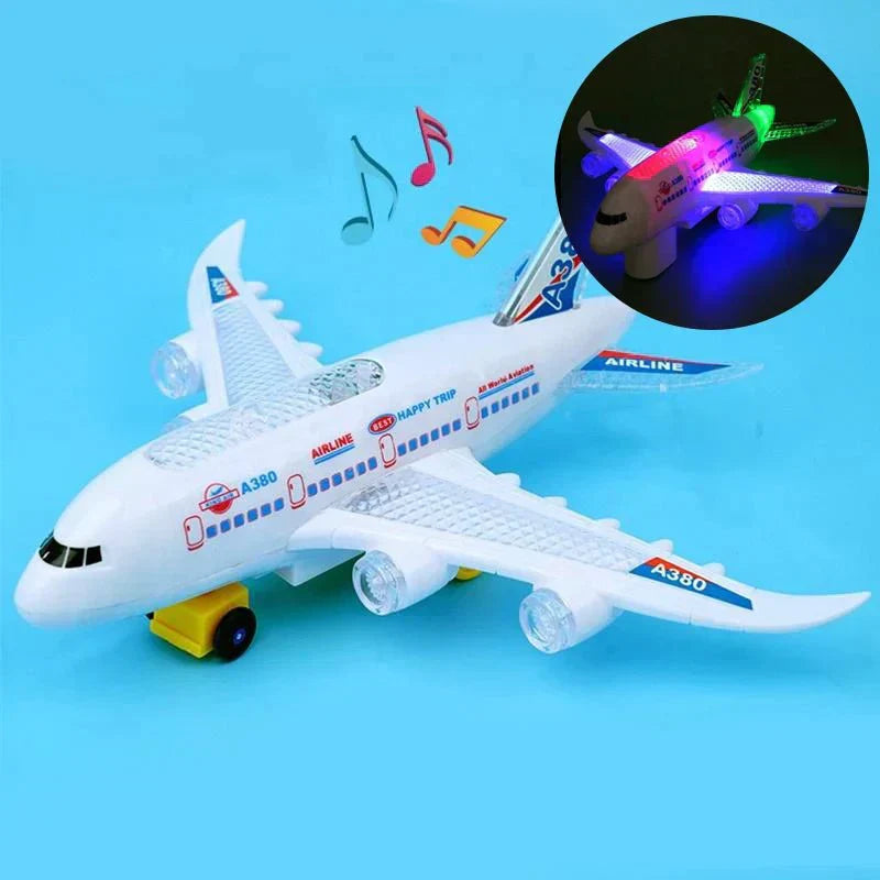 AeroNova Intelligent Musik- Og Lys Flyvemaskine Legetøj Med Automatisk Forhindringsnavigation