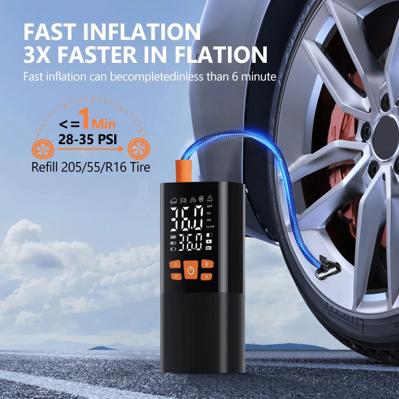 NovaPulse 180 PSI luftkompressor med 25000mAh batteri og digitalt trykdisplay