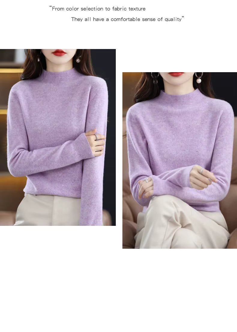 Aurora Kvinders 100% Ren Uld Cashmere Sweater til Efterår og Vinter | Fervei