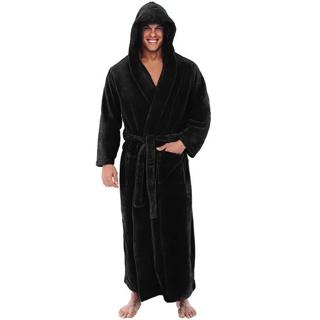 HoodedChill Men's Cozy Bathrobe For Home Comfort In Winter
