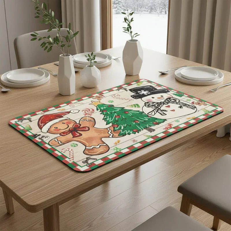 FrostLuxe Christmas Kitchen Mat For Drying And Decorative Use