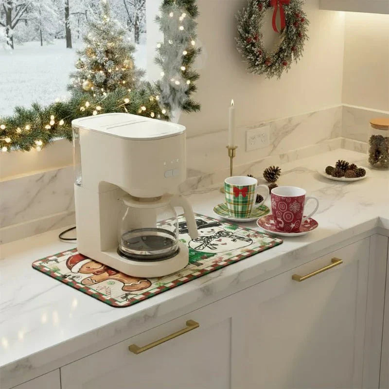 FrostLuxe Christmas Kitchen Mat For Drying And Decorative Use
