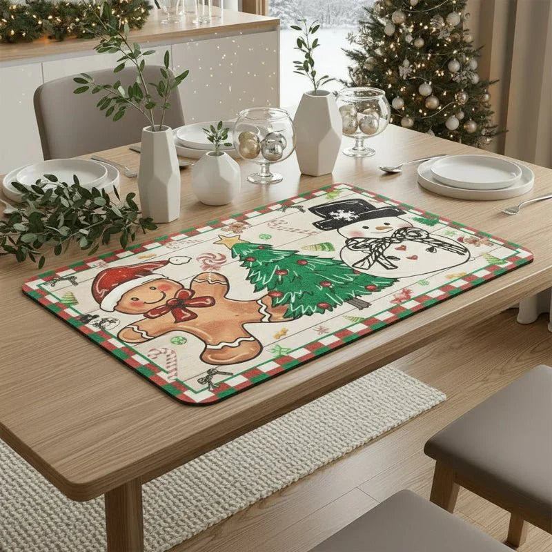 FrostLuxe Christmas Kitchen Mat For Drying And Decorative Use