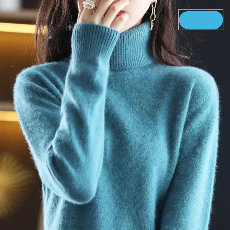 Emma 100 Percent Pure Cashmere Sweater With High Neck For Autumn And Winter