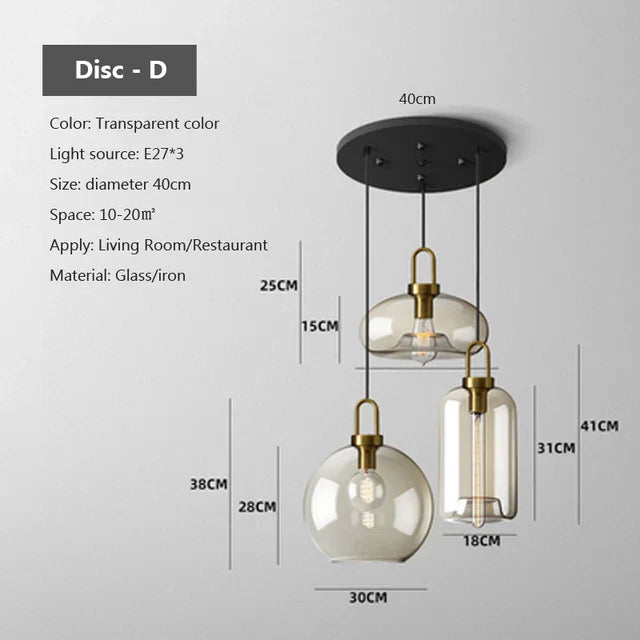Suspension Industrielle en Verre pour Intérieurs Modernes et Salons