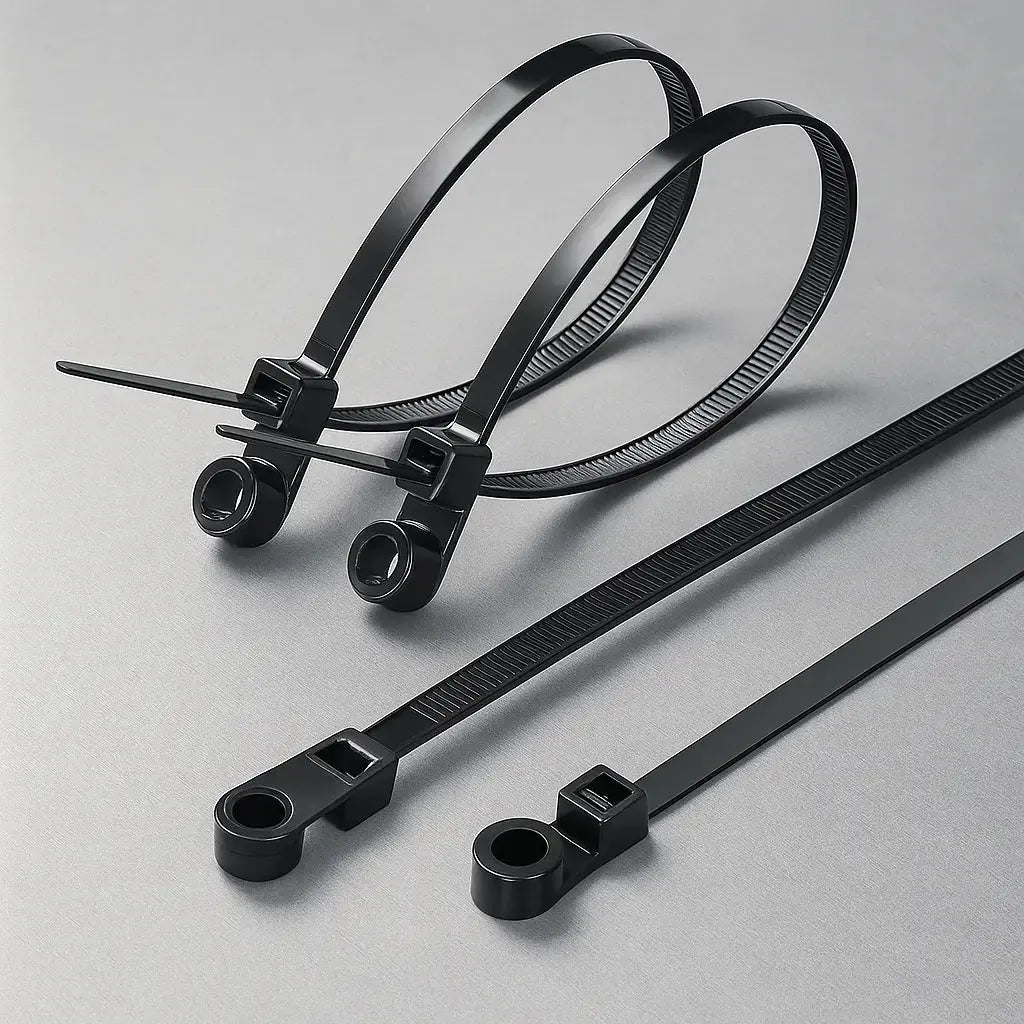 200 mm önzáró nylon kábelkötegelő csavarlyukkal falra szereléshez, 22 kg teherbírással