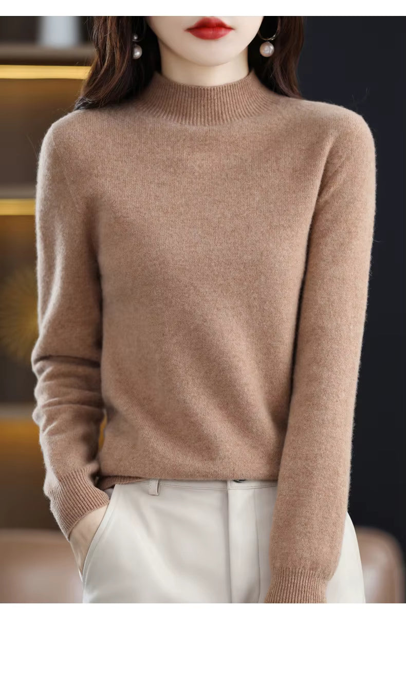 Aurora Kvinders 100% Ren Uld Cashmere Sweater til Efterår og Vinter | Fervei