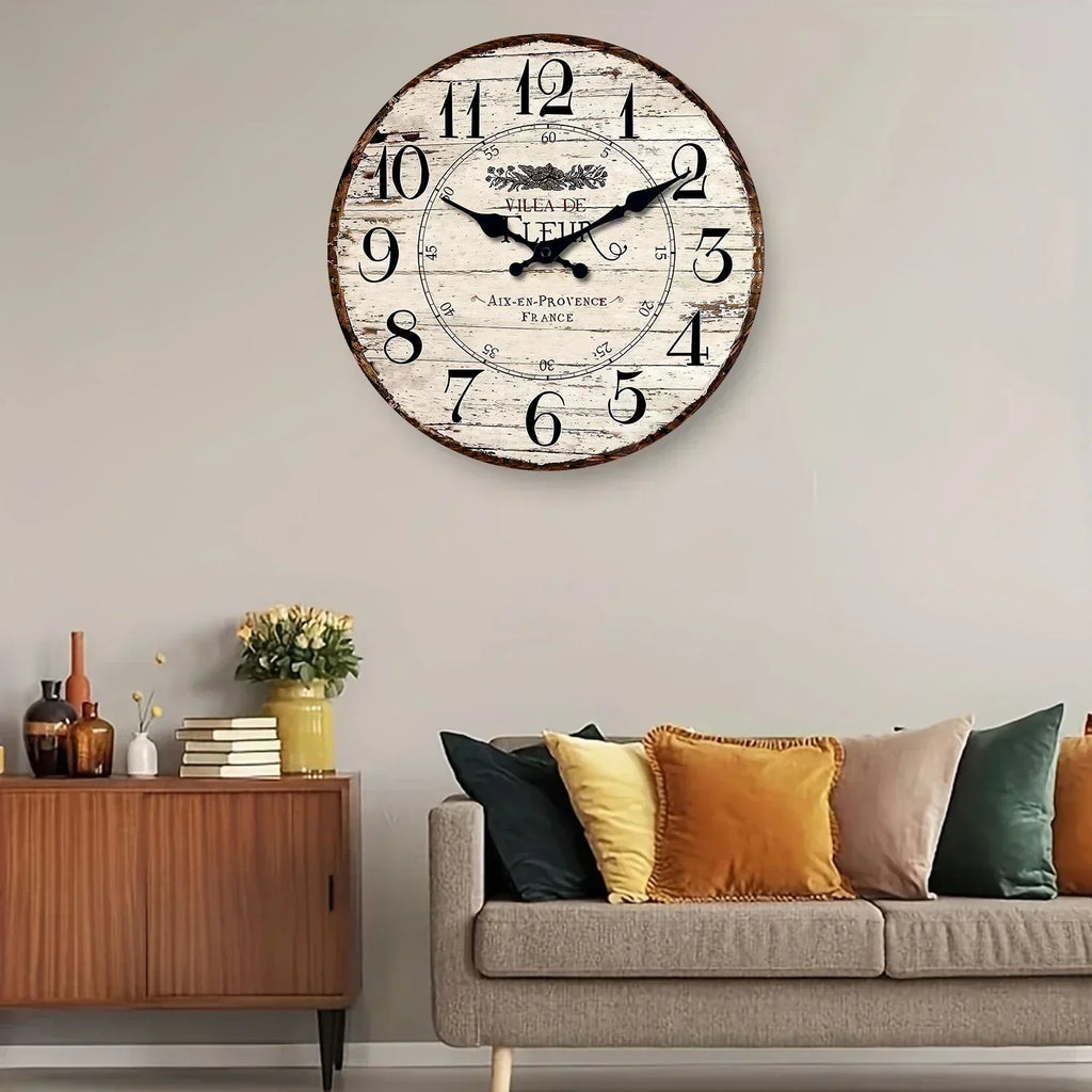 Rustik Stil Sessiz Mekanizmalı CountryTime Duvar Saati
