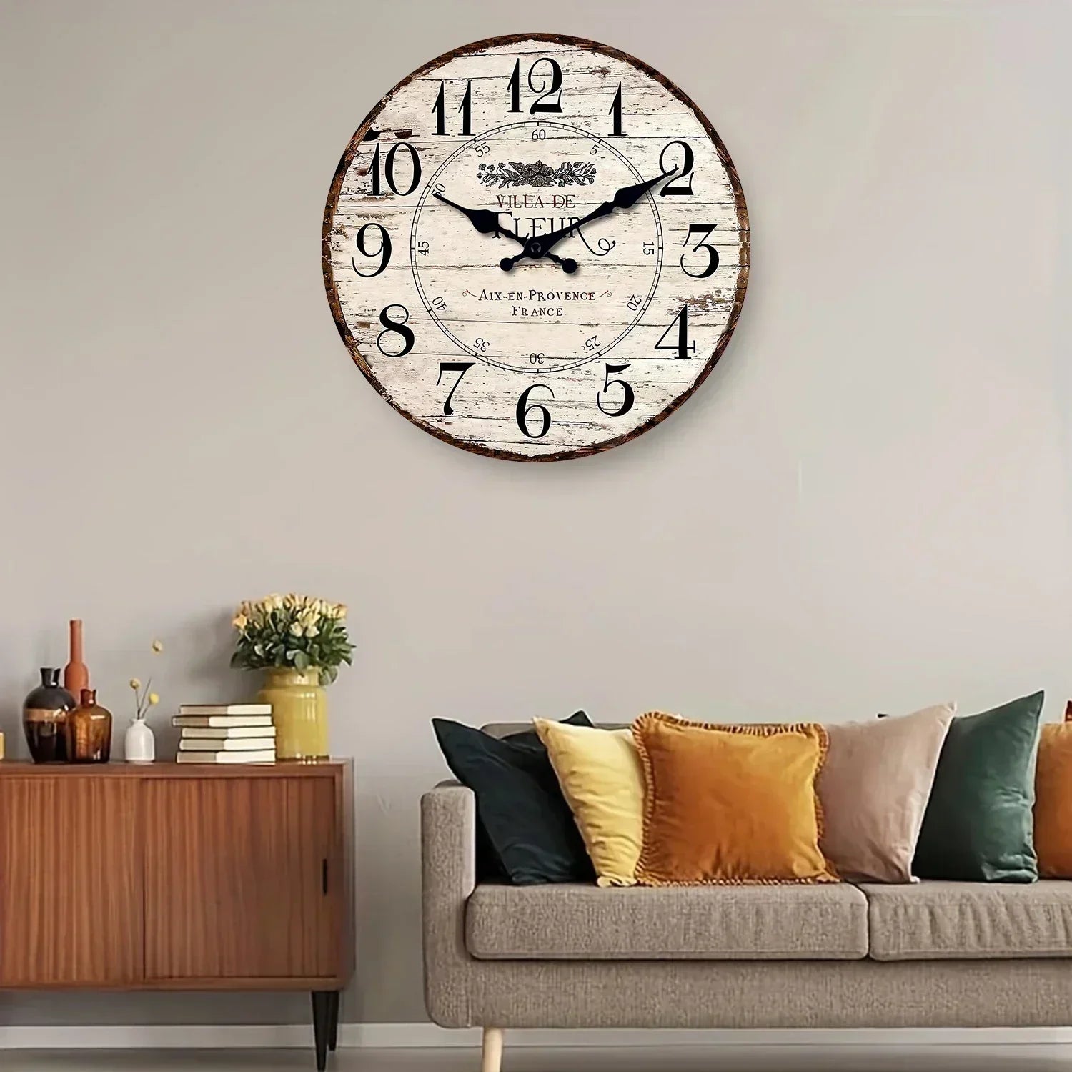 Rustik Stil Sessiz Mekanizmalı CountryTime Duvar Saati