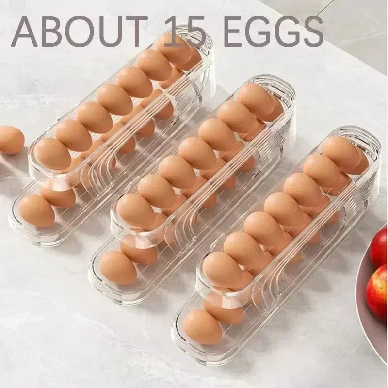 EggFlow Two-Tier Automatic Rolling Egg Organizer for Refrigerators