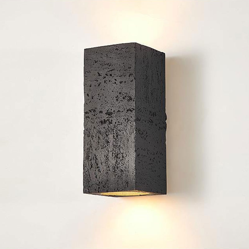 15:24 Japandi nástěnná lampa s vzhledem travertinu, cementová, obdélníková, teplé světlo, obývací pokoj, ložnice