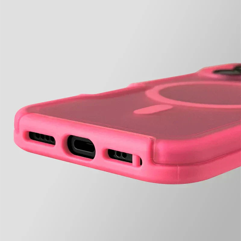 Neon beskyttelsesetui til iPhone med skridsikkert greb og magnetisk bagside