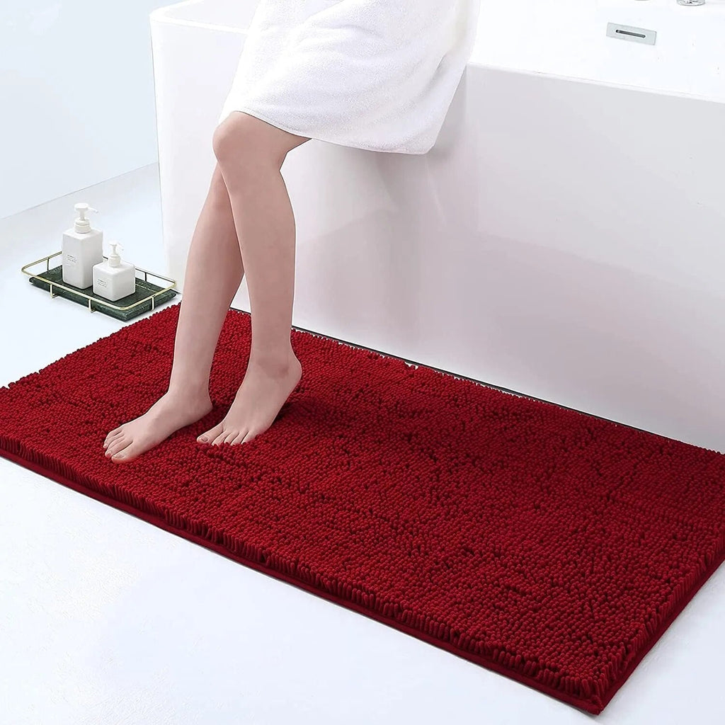 Soft Absorbent Bath Rug With Thick Backing And Non Slip Grip