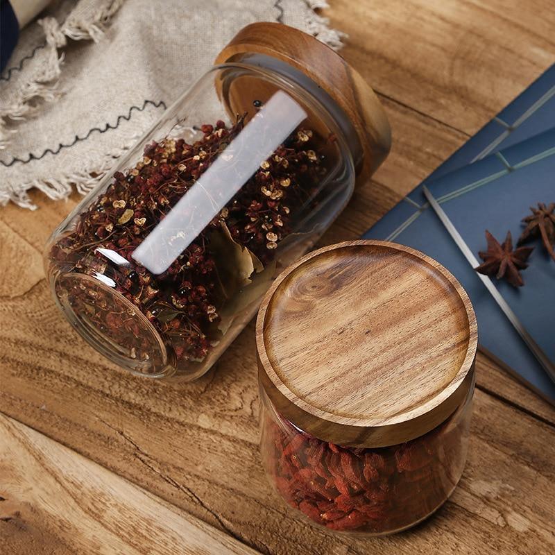 Acacia And Glass Storage Containers For Kitchen Organization