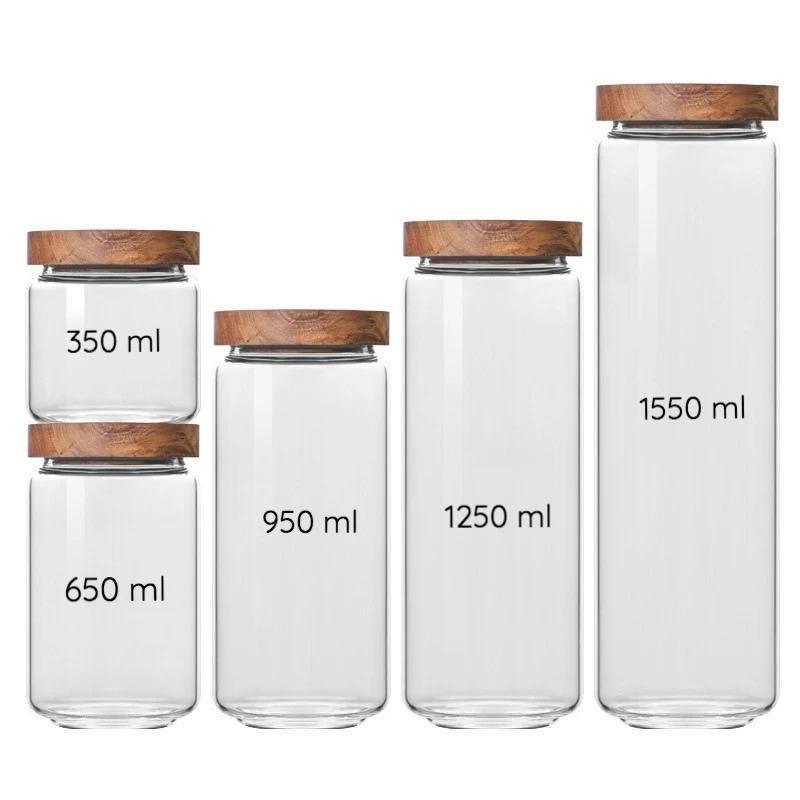Acacia And Glass Storage Containers For Kitchen Organization