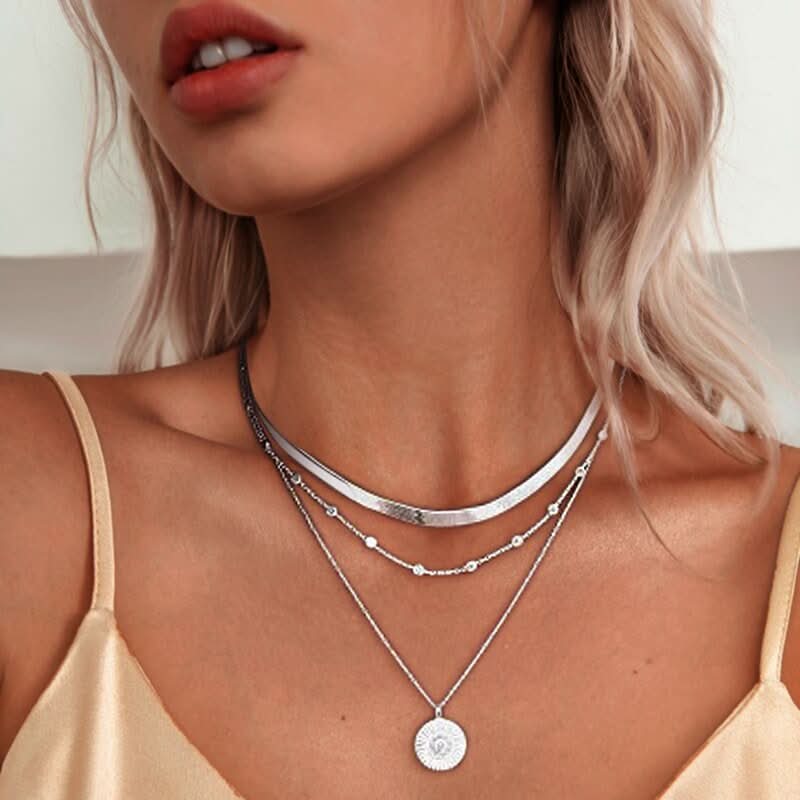 Elegant Aurora Silver Triple Necklace for Style and Confidence