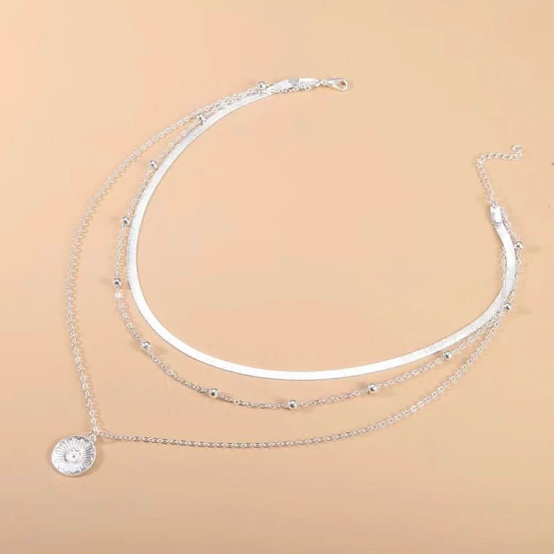Elegant Aurora Silver Triple Necklace for Style and Confidence