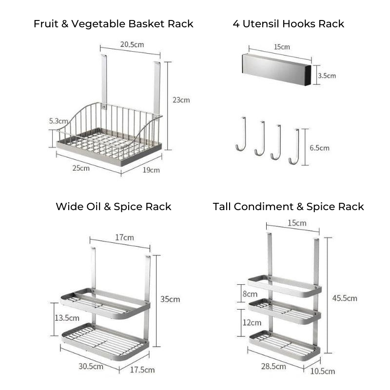 Claren Wall Mounted Utensil Storage Racks For Kitchen Organization