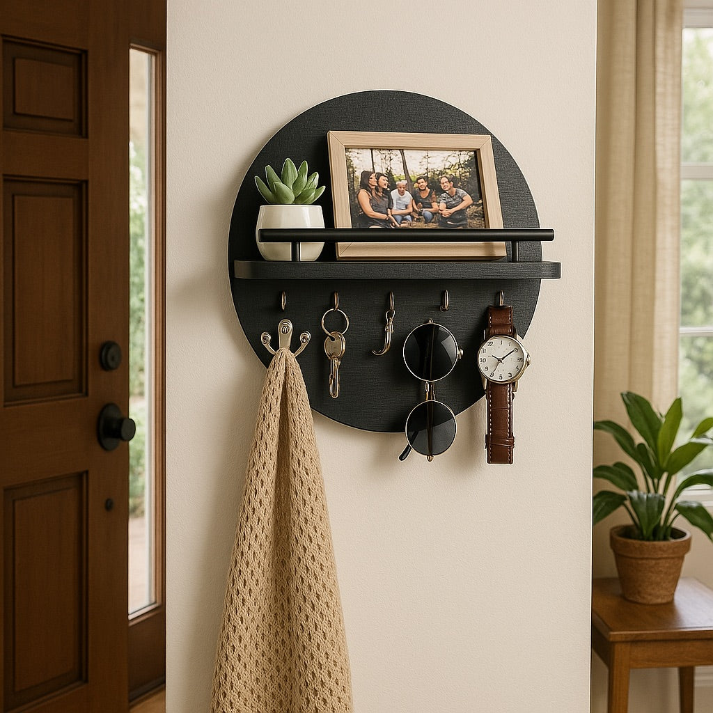 VerdiaKey Circular Wood Key Holder Eco Friendly Home Accessory