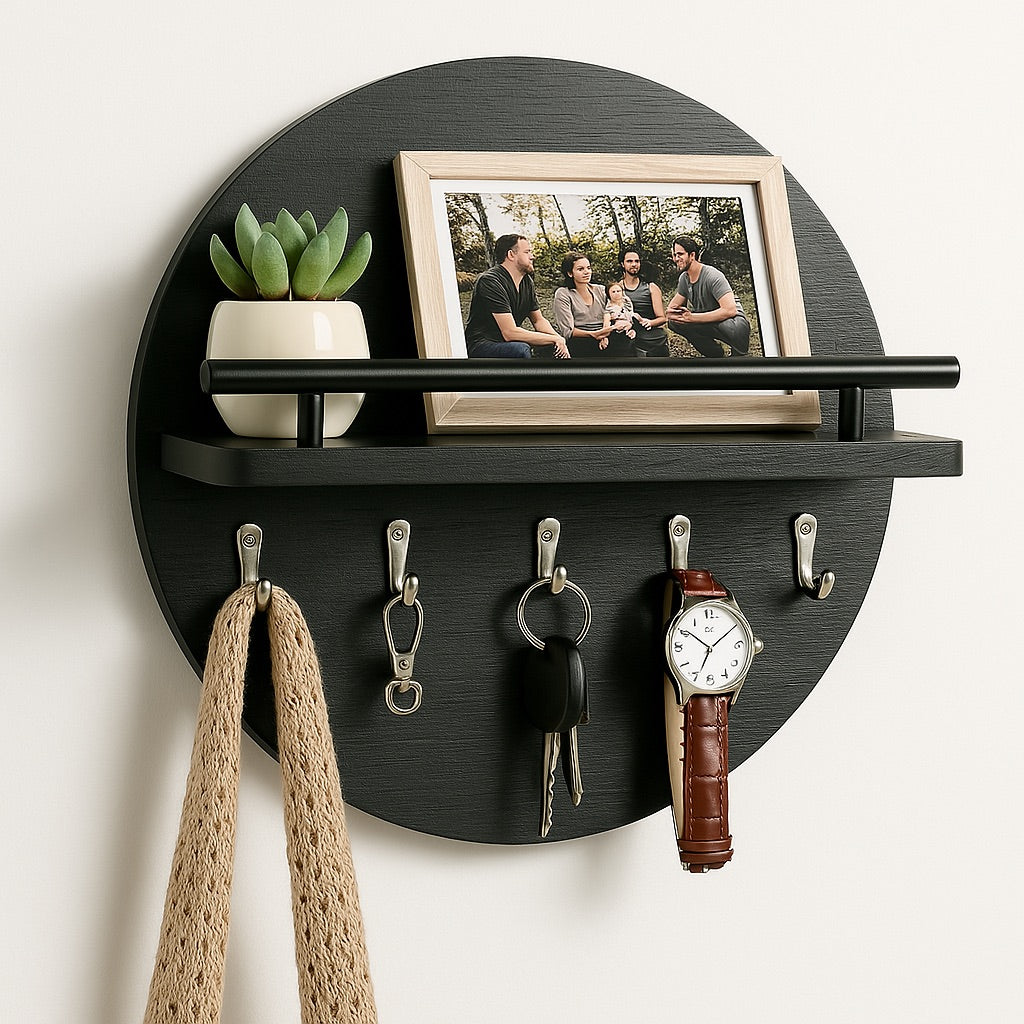VerdiaKey Circular Wood Key Holder Eco Friendly Home Accessory