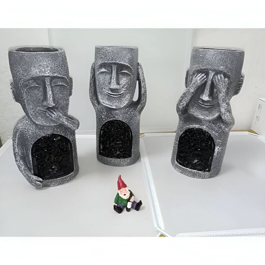 Trio Enchanté de Statues de Jardin en Résine Solaire pour une Atmosphère Envoûtante