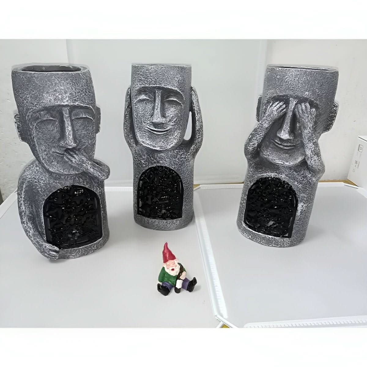 Trio Enchanté de Statues de Jardin en Résine Solaire pour une Atmosphère Envoûtante
