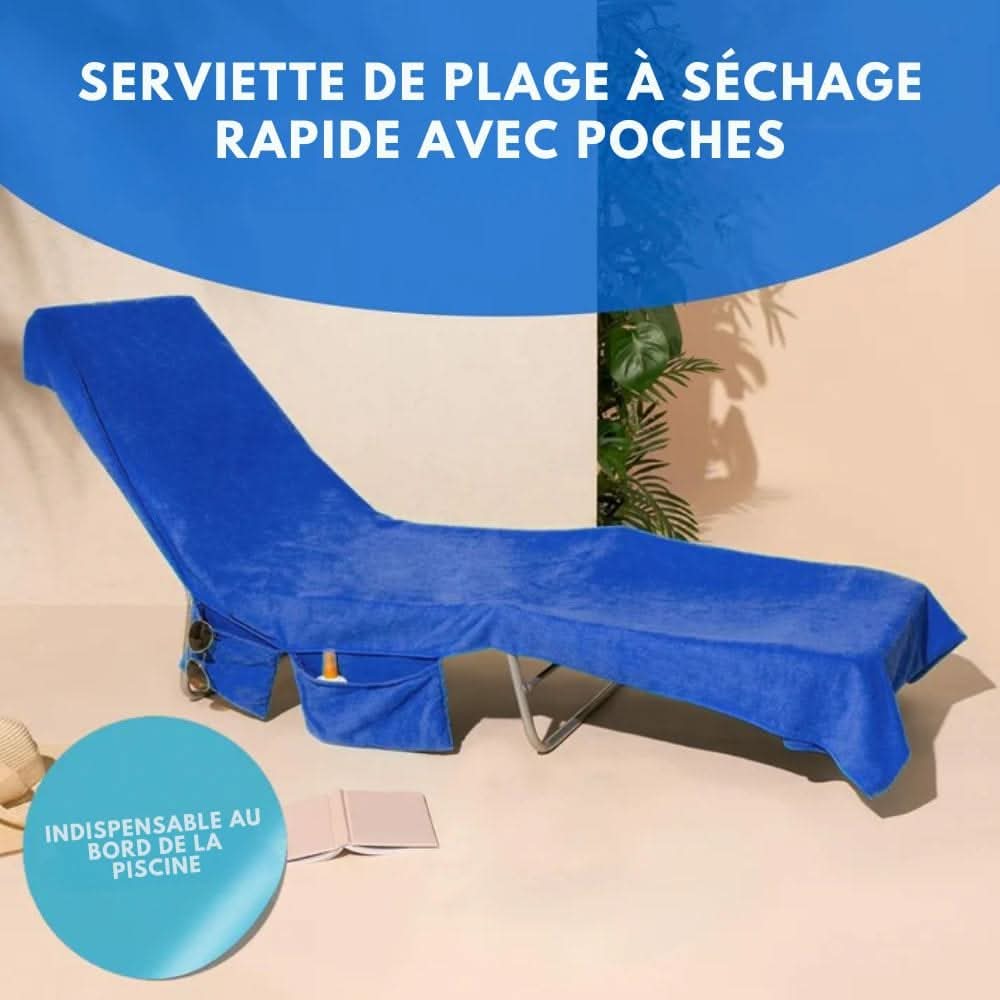 LoungeMate Deckchair Towel With Pockets And Non Slip Grip