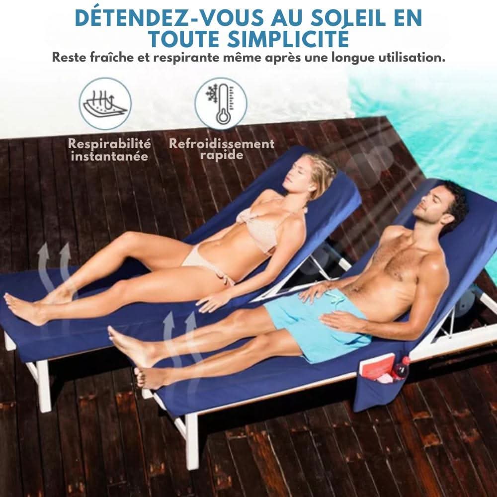 LoungeMate Deckchair Towel With Pockets And Non Slip Grip