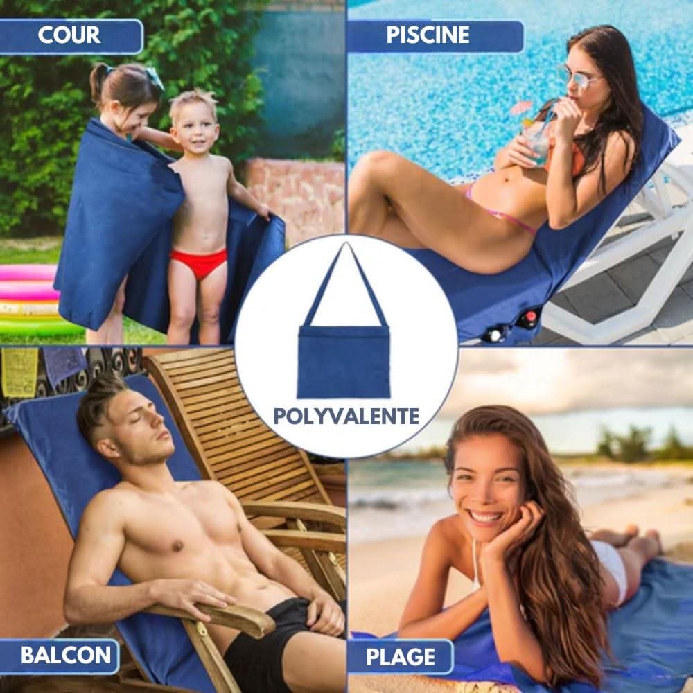 LoungeMate Deckchair Towel With Pockets And Non Slip Grip