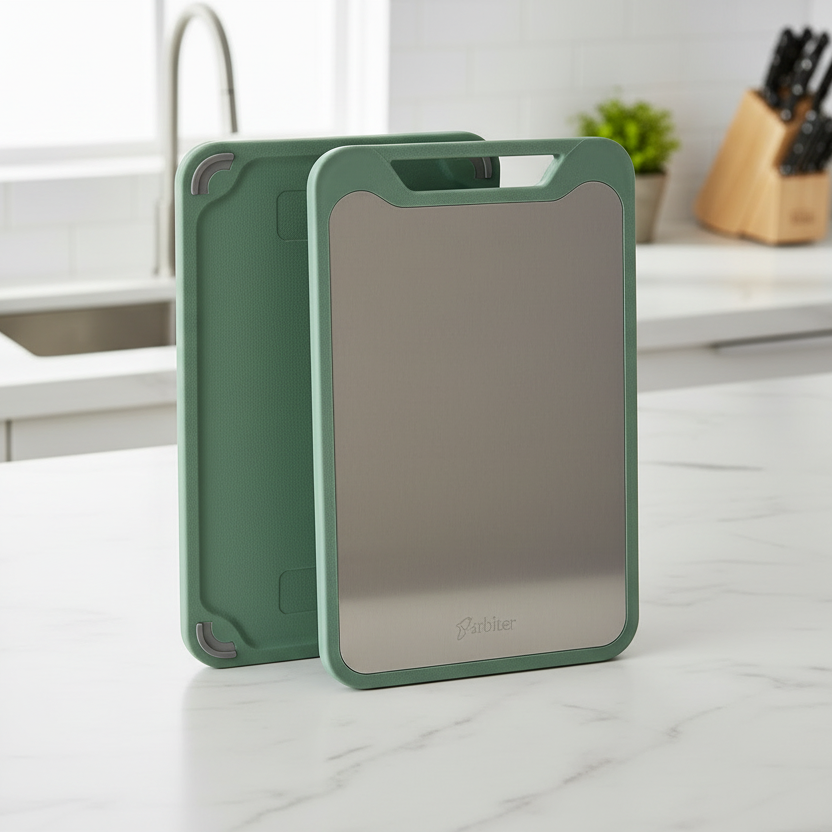 ApexEdge Double-Sided Stainless Steel Cutting Board Nonstick Surface And Juice Groove