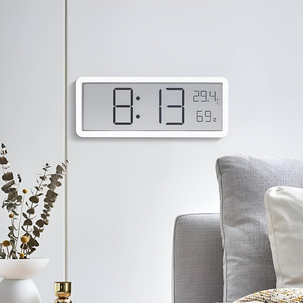 Akrylové LED nástěnné hodiny 20 cm s vlhkostí a teplotou, USB hodiny