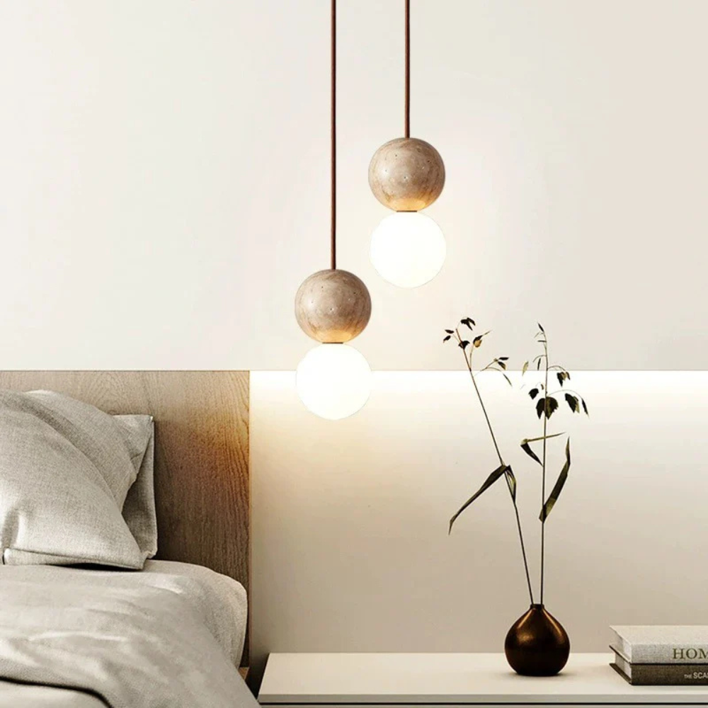 Pendellampe med stenfinish