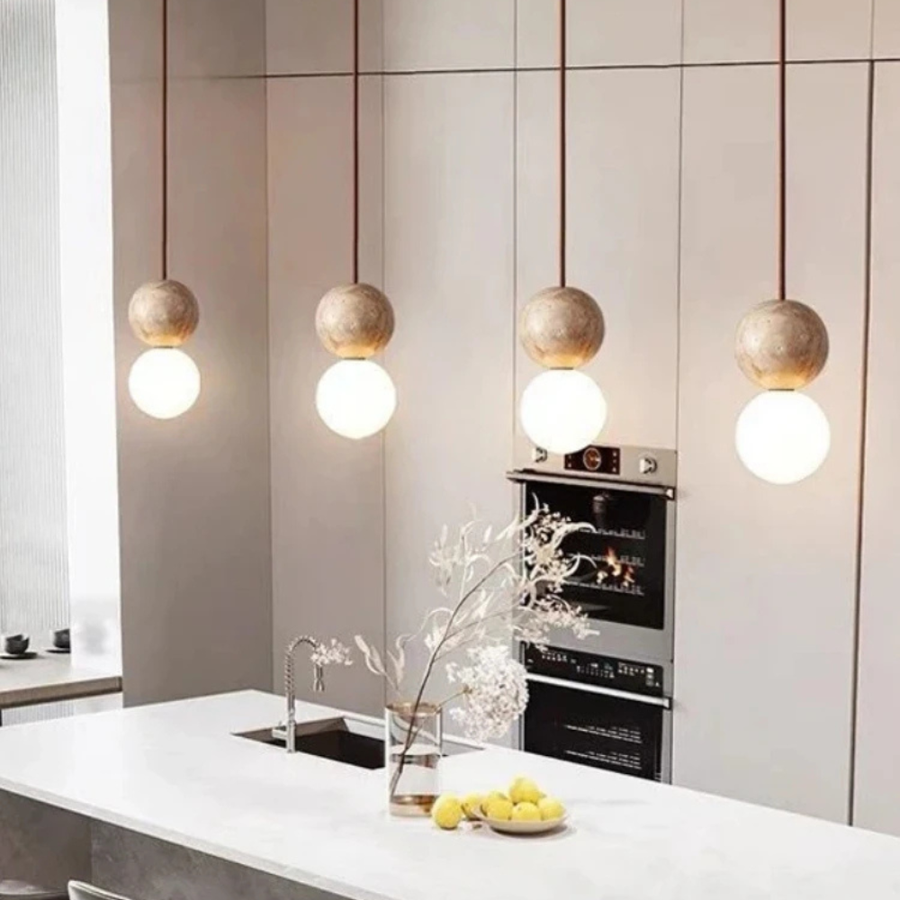 Pendellampe med stenfinish